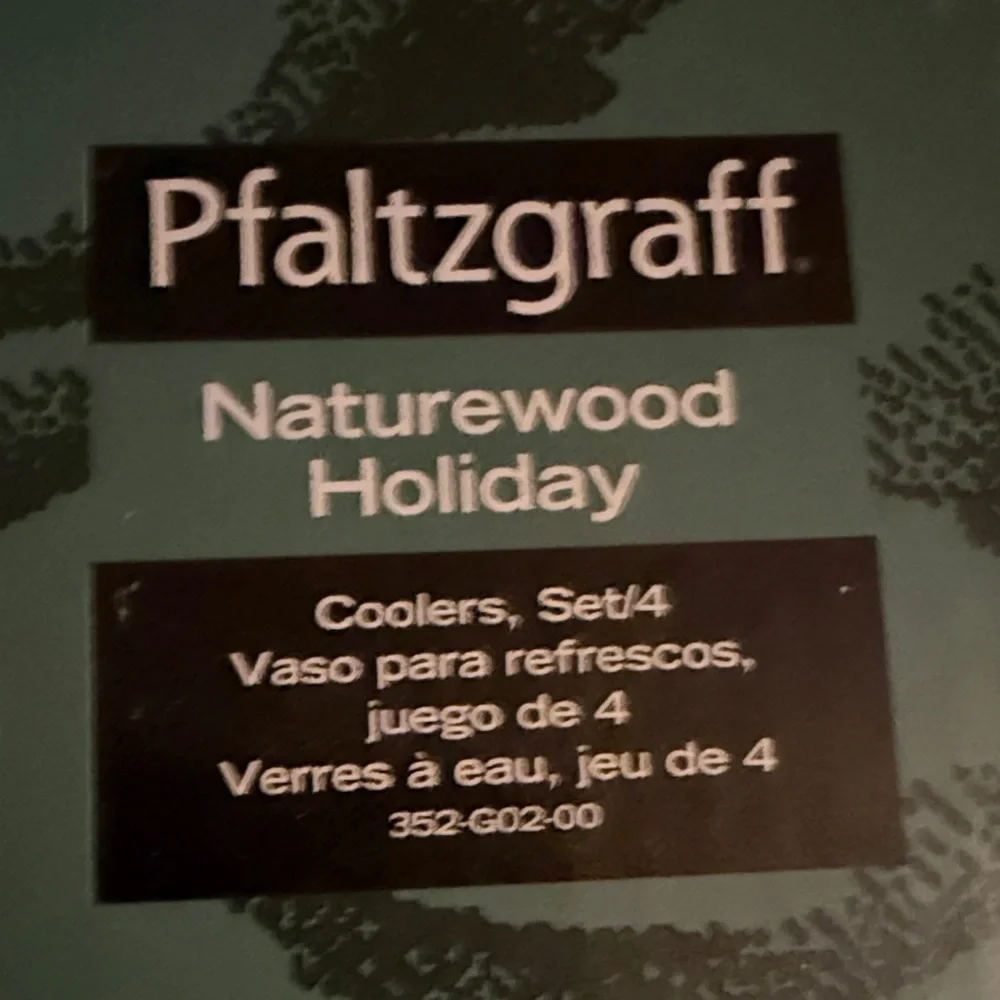 Pfaltzgraff Naturewood Holiday Coolers Glasses - Green and Gold